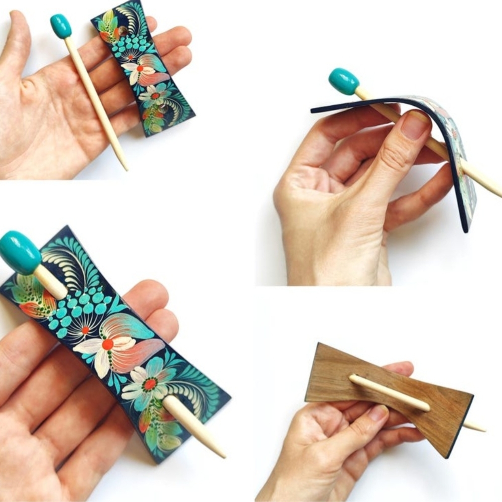 Floral Hair Clip with Stick